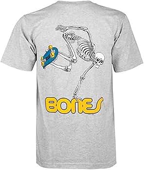 Powell-Peralta Shirts Men Skateboard Skeleton T-Shirt-Grey
